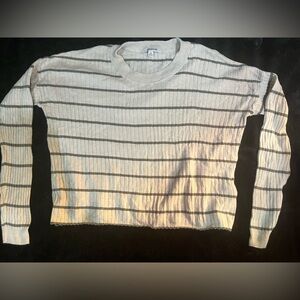 Madewell Cream and Gray Ribbed Top